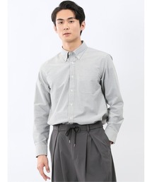 シャツ メンズ 長袖 綿混 オックスフォード ボタンダウン ややゆったり ルーズフィット 胸ポケット