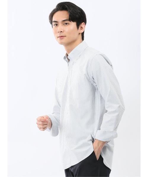 TAKA-Q(タカキュー)の「【ややゆったり リラックス】タカキュー 綿混 オックス ボタンダウン 長袖 シャツ(シャツ/ブラウス・メンズ・ホワイト/グレー系その他2/ブルー・MEDIUM/LARGE/X-LARGE)」の14枚目の写真