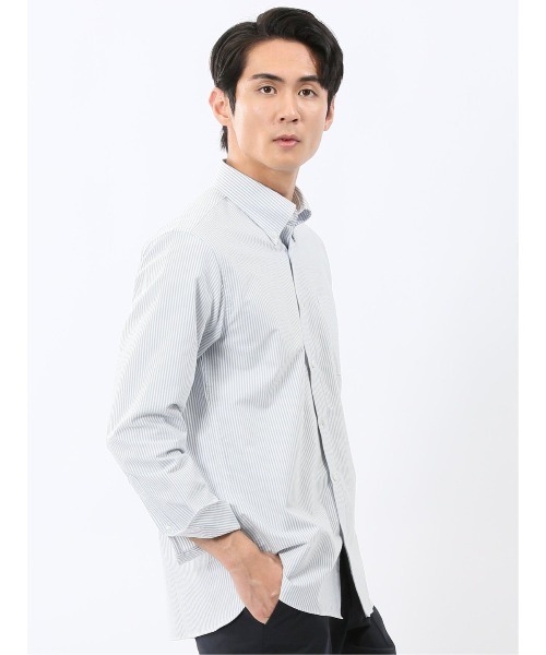 TAKA-Q(タカキュー)の「【ややゆったり リラックス】タカキュー 綿混 オックス ボタンダウン 長袖 シャツ(シャツ/ブラウス・メンズ・ホワイト/グレー系その他2/ブルー・MEDIUM/LARGE/X-LARGE)」の16枚目の写真