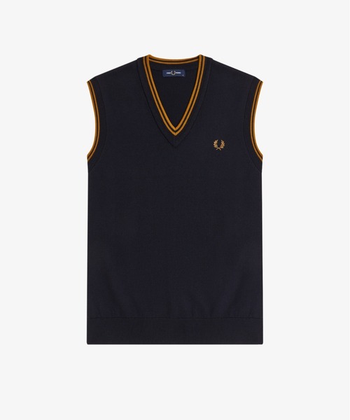 FRED PERRY(フレッドペリー)の「Tipped V-Neck Tank/ティップラインVネックベスト(ベスト・メンズ・ネイビー・M/L/S)」の6枚目の写真
