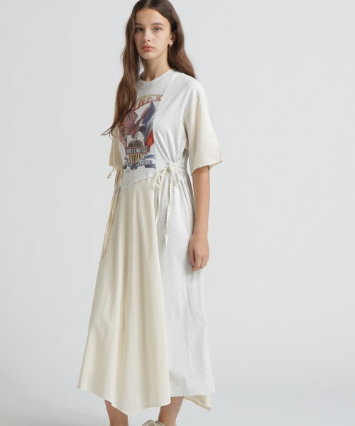 AVIREX(アヴィレックス)の「《直営店限定》REMAKE‐STYLE DRESS WITH EAGLE PRINT(ワンピース・レディース・ブルー/チャコールグレー/オートミール・F)」の2枚目の写真