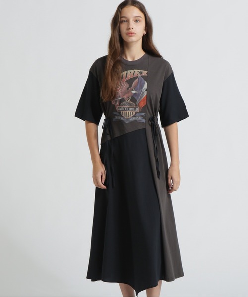 AVIREX(アヴィレックス)の「《直営店限定》REMAKE‐STYLE DRESS WITH EAGLE PRINT(ワンピース・レディース・ブルー/チャコールグレー/オートミール・F)」の4枚目の写真