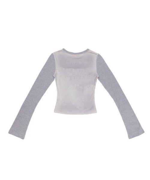 Unopened gift（アンオープンドギフト）の「【Unopened gift】pillow talk tshirt / 【アンオープンドギフト】ロゴハートフィット長袖Tシャツ（Tシャツ/カットソー・レディース・グレー・ONE SIZE）」の7枚目の写真