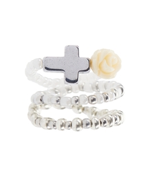 EL CROSS ROSE LAYERED RING(IVORY)