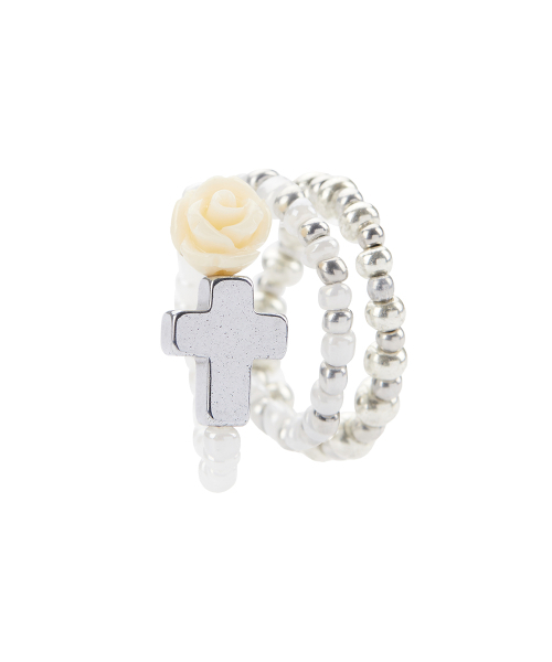 LUVISTRUE（ラヴイズトゥルー）の「EL CROSS ROSE LAYERED RING(IVORY)（リング・レディース・その他・FREE）」の3枚目の写真