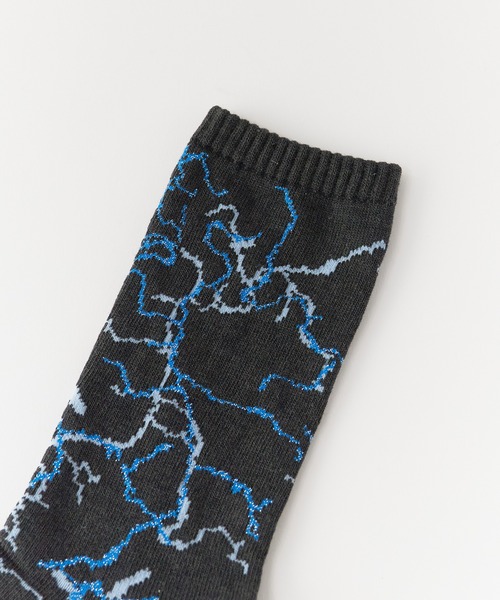 ROSTER SOX(ロスターソックス)の「ROSTER SOX/ロスターソックス 稲妻モチーフ ドラロン綿アリブ編み クルーソックス 日本製 2026年 夏 夏服(ソックス/靴下・メンズ・ブラック/パープル・25-27CM)」の10枚目の写真