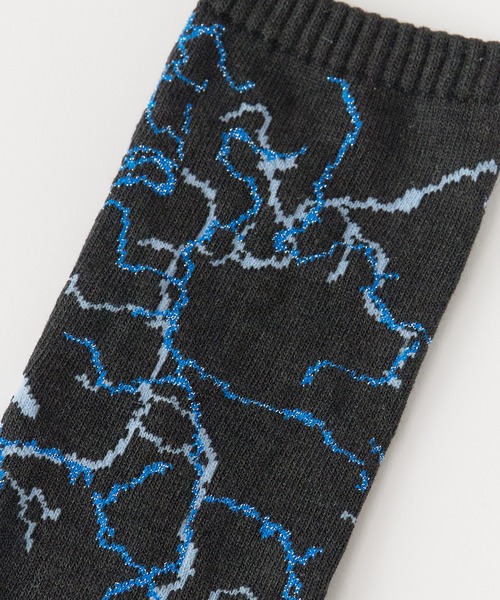 ROSTER SOX(ロスターソックス)の「ROSTER SOX/ロスターソックス 稲妻モチーフ ドラロン綿アリブ編み クルーソックス 日本製 2026年 夏 夏服(ソックス/靴下・メンズ・ブラック/パープル・25-27CM)」の8枚目の写真
