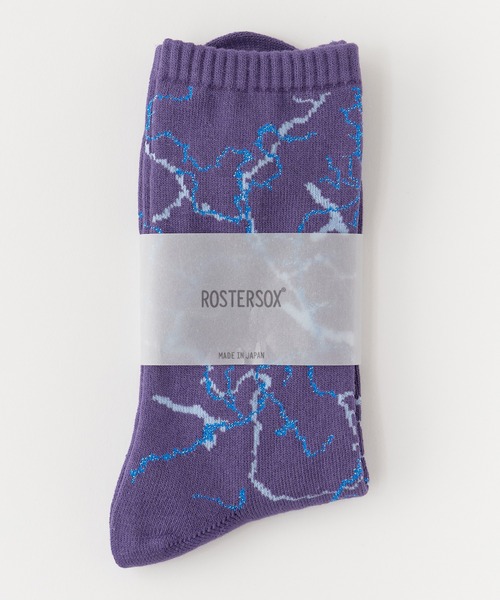 ROSTER SOX(ロスターソックス)の「ROSTER SOX/ロスターソックス 稲妻モチーフ ドラロン綿アリブ編み クルーソックス 日本製 2026年 夏 夏服(ソックス/靴下・メンズ・ブラック/パープル・25-27CM)」の15枚目の写真