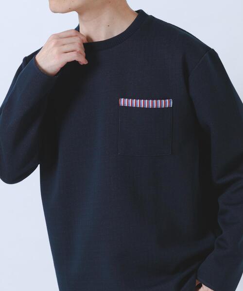 ITEMS URBANRESEARCH(アイテムズ アーバンリサーチ)の「裏ストライプダンボールカットソー(Tシャツ/カットソー・メンズ・ネイビー/ベージュ/グリーン/ブラック・MEDIUM/LARGE)」の4枚目の写真