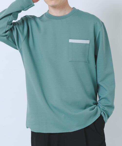 ITEMS URBANRESEARCH(アイテムズ アーバンリサーチ)の「裏ストライプダンボールカットソー(Tシャツ/カットソー・メンズ・ネイビー/ベージュ/グリーン/ブラック・MEDIUM/LARGE)」の3枚目の写真