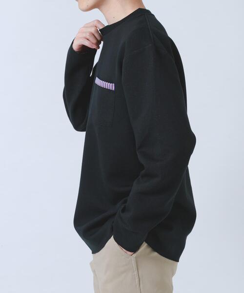 ITEMS URBANRESEARCH(アイテムズ アーバンリサーチ)の「裏ストライプダンボールカットソー(Tシャツ/カットソー・メンズ・ネイビー/ベージュ/グリーン/ブラック・MEDIUM/LARGE)」の8枚目の写真