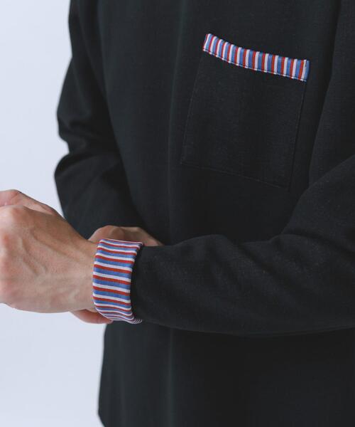 ITEMS URBANRESEARCH(アイテムズ アーバンリサーチ)の「裏ストライプダンボールカットソー(Tシャツ/カットソー・メンズ・ネイビー/ベージュ/グリーン/ブラック・MEDIUM/LARGE)」の10枚目の写真