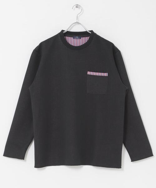ITEMS URBANRESEARCH(アイテムズ アーバンリサーチ)の「裏ストライプダンボールカットソー(Tシャツ/カットソー・メンズ・ネイビー/ベージュ/グリーン/ブラック・MEDIUM/LARGE)」の12枚目の写真