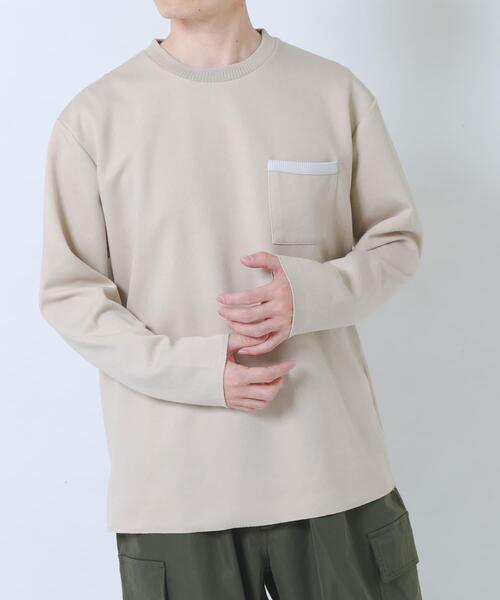 ITEMS URBANRESEARCH(アイテムズ アーバンリサーチ)の「裏ストライプダンボールカットソー(Tシャツ/カットソー・メンズ・ネイビー/ベージュ/グリーン/ブラック・MEDIUM/LARGE)」の15枚目の写真