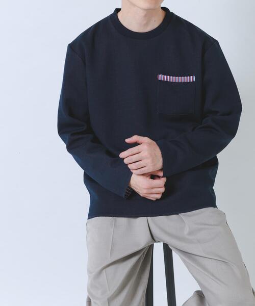 ITEMS URBANRESEARCH(アイテムズ アーバンリサーチ)の「裏ストライプダンボールカットソー(Tシャツ/カットソー・メンズ・ネイビー/ベージュ/グリーン/ブラック・MEDIUM/LARGE)」の18枚目の写真