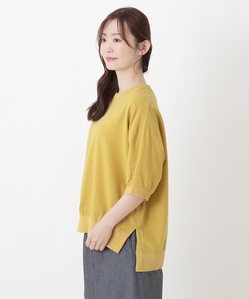 one'sterrace(ワンズテラス)の「リブコンビ 5分袖かぶりシャツ(シャツ/ブラウス・レディース・グリーン系その他6/ベージュ系8/ブラック系8/イエロー系8・02)」の6枚目の写真