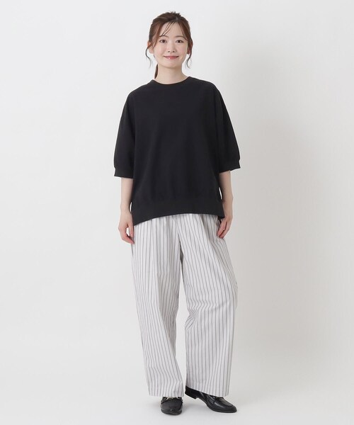one'sterrace(ワンズテラス)の「リブコンビ 5分袖かぶりシャツ(シャツ/ブラウス・レディース・グリーン系その他6/ベージュ系8/ブラック系8/イエロー系8・02)」の13枚目の写真