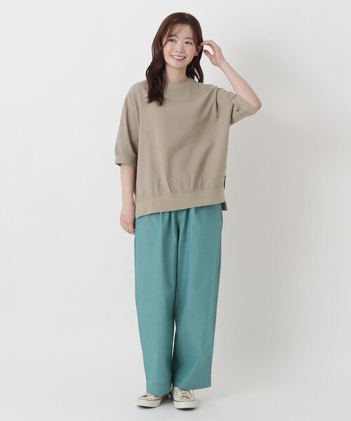 one'sterrace(ワンズテラス)の「リブコンビ 5分袖かぶりシャツ(シャツ/ブラウス・レディース・グリーン系その他6/ベージュ系8/ブラック系8/イエロー系8・02)」の17枚目の写真