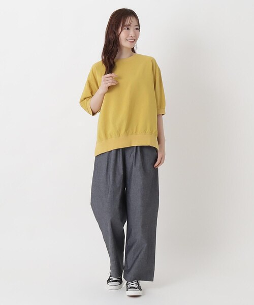 one'sterrace(ワンズテラス)の「リブコンビ 5分袖かぶりシャツ(シャツ/ブラウス・レディース・グリーン系その他6/ベージュ系8/ブラック系8/イエロー系8・02)」の19枚目の写真