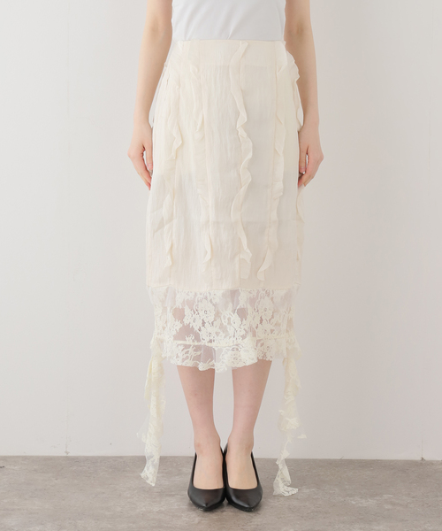 VIVIANO（ヴィヴィアーノ）の「【VIVIANO / ヴィヴィアーノ】 Boudoir Satin Skirt（スカート・レディース・アイボリー・MEDIUM）」の11枚目の写真