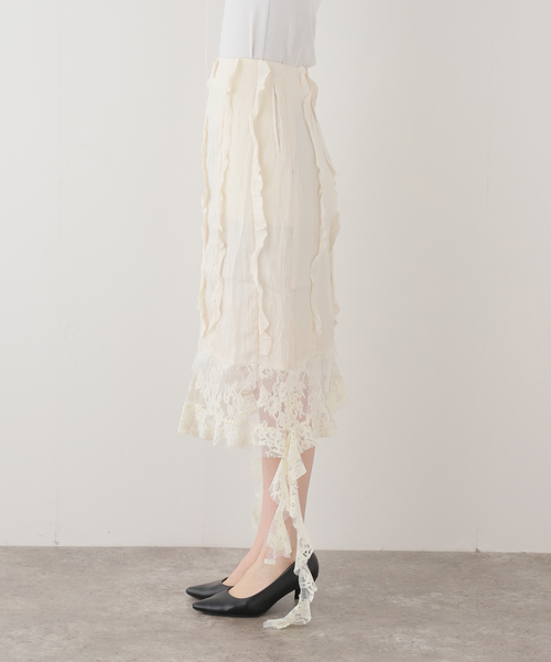 VIVIANO（ヴィヴィアーノ）の「【VIVIANO / ヴィヴィアーノ】 Boudoir Satin Skirt（スカート・レディース・アイボリー・MEDIUM）」の12枚目の写真