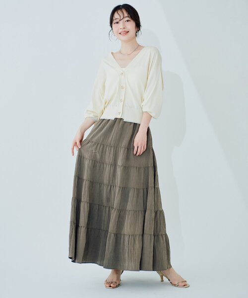natural couture（ナチュラルクチュール）の「【sherbet line】裾配色ハトメバー釦UVカーディガン（カーディガン/ボレロ・レディース・ブルー/オフホワイト/ブラック/グレイッシュベージュ/ピンク/ライトグレー・FREE）」の13枚目の写真