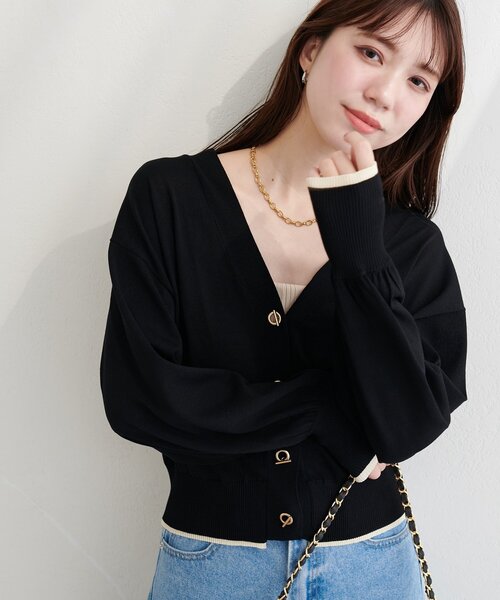 natural couture（ナチュラルクチュール）の「【sherbet line】裾配色ハトメバー釦UVカーディガン（カーディガン/ボレロ・レディース・ブルー/オフホワイト/ブラック/グレイッシュベージュ/ピンク/ライトグレー・FREE）」の21枚目の写真