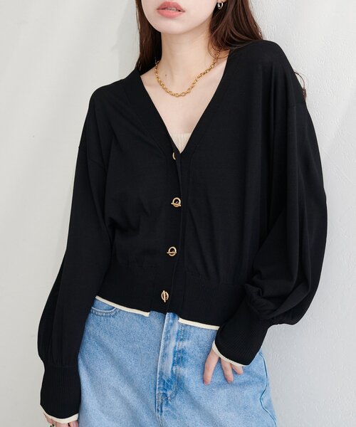 natural couture（ナチュラルクチュール）の「【sherbet line】裾配色ハトメバー釦UVカーディガン（カーディガン/ボレロ・レディース・ブルー/オフホワイト/ブラック/グレイッシュベージュ/ピンク/ライトグレー・FREE）」の22枚目の写真