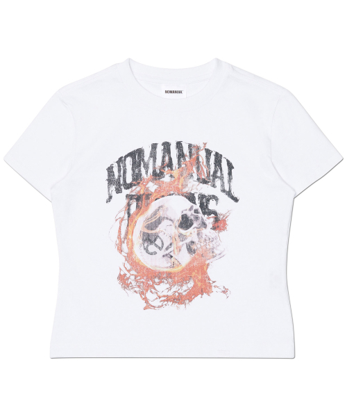 NOMANUAL(NOMANUAL)の「BLAZING SKULL T-SHIRT (WOMAN) - WHITE(Tシャツ/カットソー・レディース・その他・MEDIUM/LARGE/SMALL)」の5枚目の写真