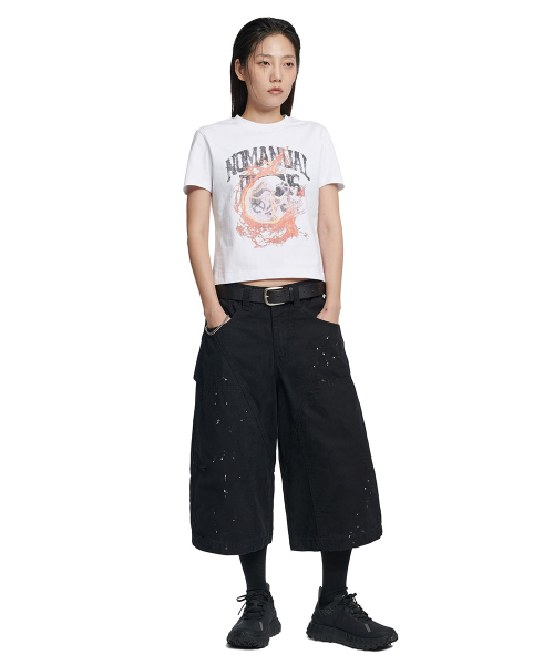 NOMANUAL(NOMANUAL)の「BLAZING SKULL T-SHIRT (WOMAN) - WHITE(Tシャツ/カットソー・レディース・その他・MEDIUM/LARGE/SMALL)」の3枚目の写真