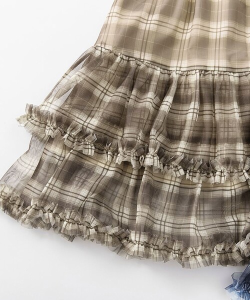 BRANSHES（ブランシェス）の「チェックチュールフリルティアードスカート（スカート・キッズ・ブルー/ベージュ・XL/M/L）」の11枚目の写真
