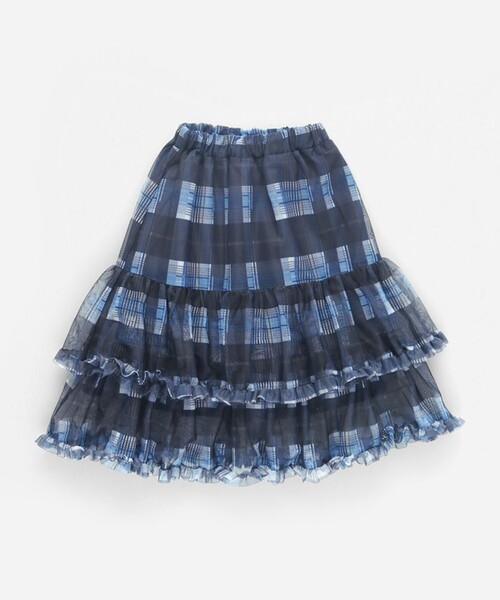 BRANSHES（ブランシェス）の「チェックチュールフリルティアードスカート（スカート・キッズ・ブルー/ベージュ・XL/M/L）」の13枚目の写真