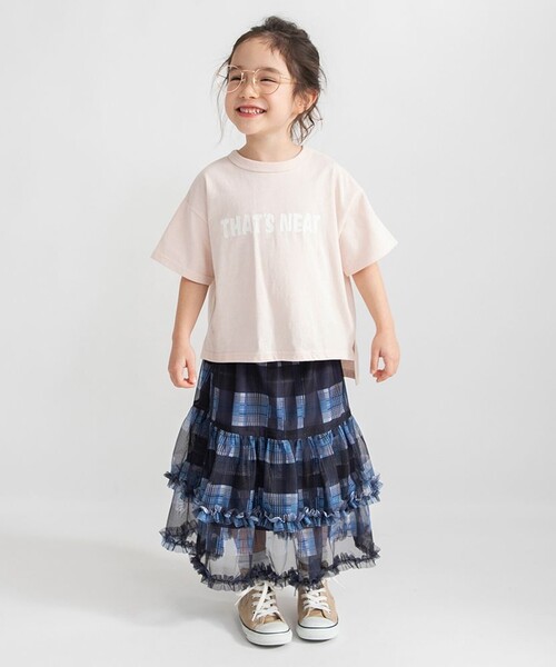 BRANSHES（ブランシェス）の「チェックチュールフリルティアードスカート（スカート・キッズ・ブルー/ベージュ・XL/M/L）」の15枚目の写真