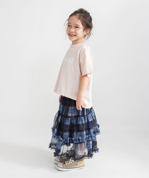 BRANSHES（ブランシェス）の「チェックチュールフリルティアードスカート（スカート・キッズ・ブルー/ベージュ・XL/M/L）」の16枚目の写真