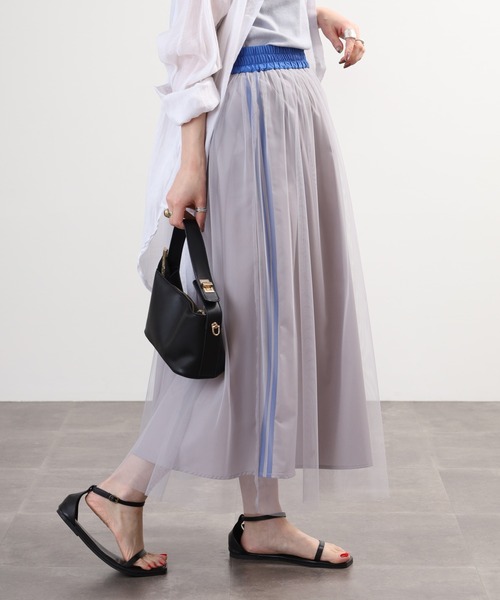 Anna Nicola(アンナニコラ)の「Anna Nicola サイドラインチュールスカート(スカート・レディース・ベージュ/グレー/ブラック・38)」の13枚目の写真