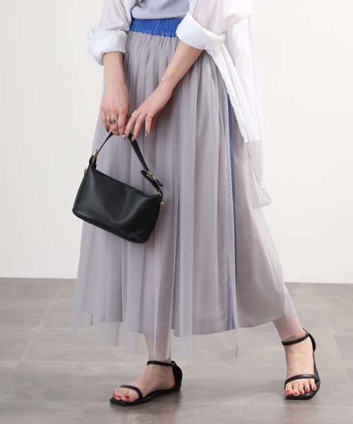 Anna Nicola(アンナニコラ)の「Anna Nicola サイドラインチュールスカート(スカート・レディース・ベージュ/グレー/ブラック・38)」の14枚目の写真