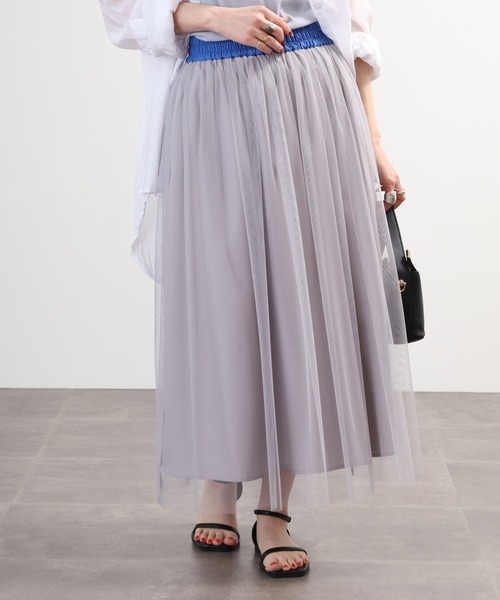 Anna Nicola(アンナニコラ)の「Anna Nicola サイドラインチュールスカート(スカート・レディース・ベージュ/グレー/ブラック・38)」の15枚目の写真
