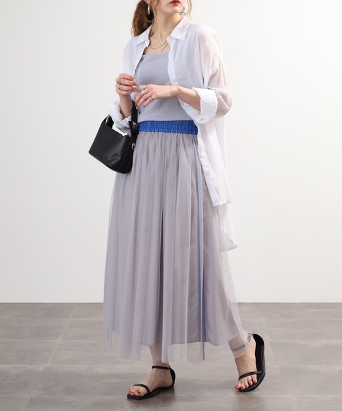 Anna Nicola(アンナニコラ)の「Anna Nicola サイドラインチュールスカート(スカート・レディース・ベージュ/グレー/ブラック・38)」の16枚目の写真