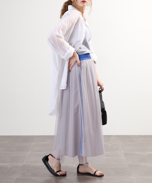 Anna Nicola(アンナニコラ)の「Anna Nicola サイドラインチュールスカート(スカート・レディース・ベージュ/グレー/ブラック・38)」の17枚目の写真