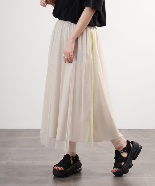 Anna Nicola(アンナニコラ)の「Anna Nicola サイドラインチュールスカート(スカート・レディース・ベージュ/グレー/ブラック・38)」の20枚目の写真