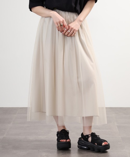 Anna Nicola(アンナニコラ)の「Anna Nicola サイドラインチュールスカート(スカート・レディース・ベージュ/グレー/ブラック・38)」の21枚目の写真