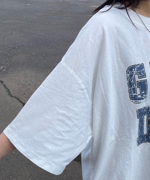 CRB(シーアールビー)の「キャットプリントビッグTシャツ(Tシャツ/カットソー・レディース・ベージュ/チャコール/オフホワイト/ブラウン・F)」の15枚目の写真