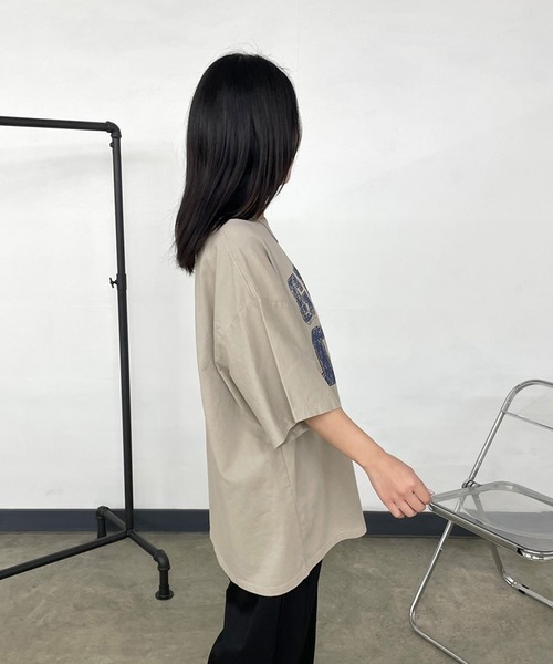 CRB(シーアールビー)の「キャットプリントビッグTシャツ(Tシャツ/カットソー・レディース・ベージュ/チャコール/オフホワイト/ブラウン・F)」の21枚目の写真