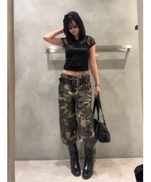 LAGUA GEM(ラグアジェム)の「MESH LACE HOODIE トップス(パーカー・レディース・ブラック/ホワイト・FREE)」の18枚目の写真