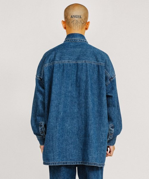 セール】Gun Oversized Washed Denim Shirt [Navy]（シャツ/ブラウス 