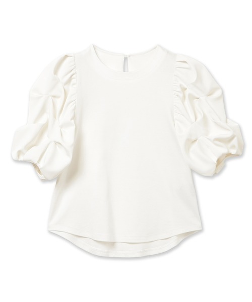 Audie a Muses(オーディアミューズ)の「タックボリュームスリーブカットソー(Tシャツ/カットソー・レディース・オフホワイト/ブラック・38/42)」の5枚目の写真