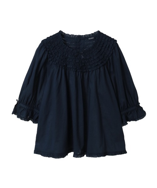PINK HOUSE（ピンクハウス）の「ヨークフリル使いブラウス（シャツ/ブラウス・レディース・インディゴブルー/ネイビー/ホワイト/レッド/ピンク/ブラック・フリー）」の4枚目の写真