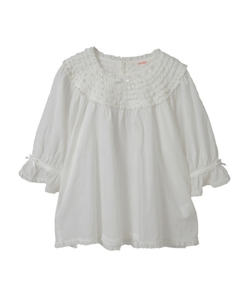 PINK HOUSE（ピンクハウス）の「ヨークフリル使いブラウス（シャツ/ブラウス・レディース・インディゴブルー/ネイビー/ホワイト/レッド/ピンク/ブラック・フリー）」の2枚目の写真