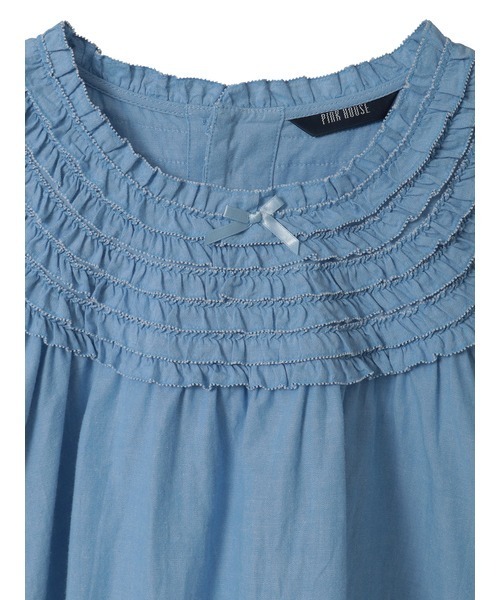 PINK HOUSE（ピンクハウス）の「ヨークフリル使いブラウス（シャツ/ブラウス・レディース・インディゴブルー/ネイビー/ホワイト/レッド/ピンク/ブラック・フリー）」の9枚目の写真