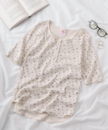 【87】【JEMORGAN/ジェーイーモーガン】花柄 フライス ヘンリーネックTシャツ/レディース/26SUMMER NEW